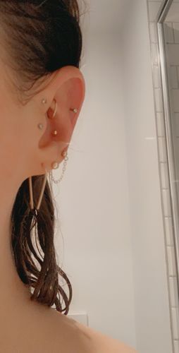 Customer photo review of The Ball and Chain Earrings