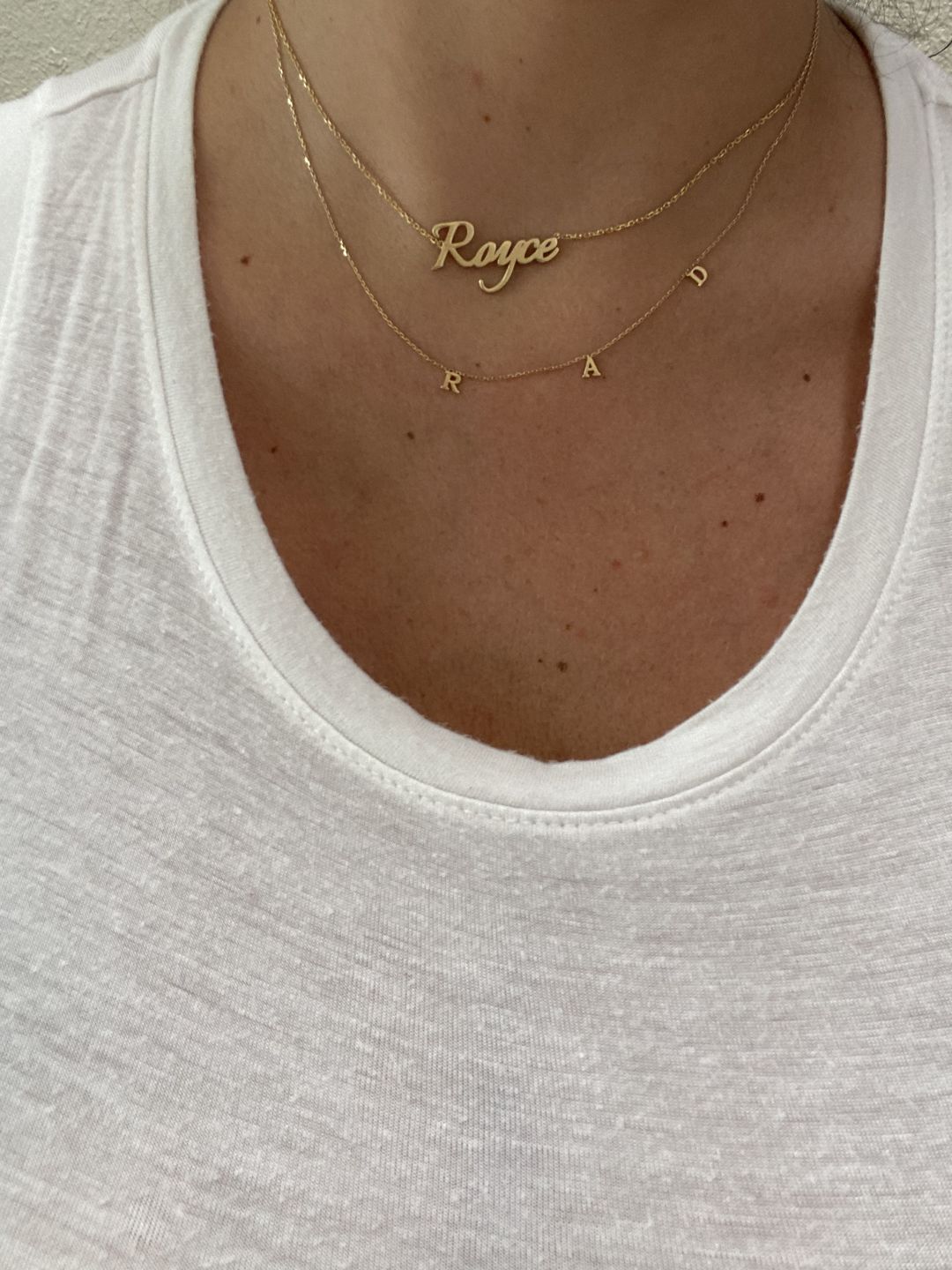 Customer photo review of Dainty Letter Name Necklace