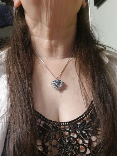 Customer photo review of Angel Wings Swarovski Crystal Necklace