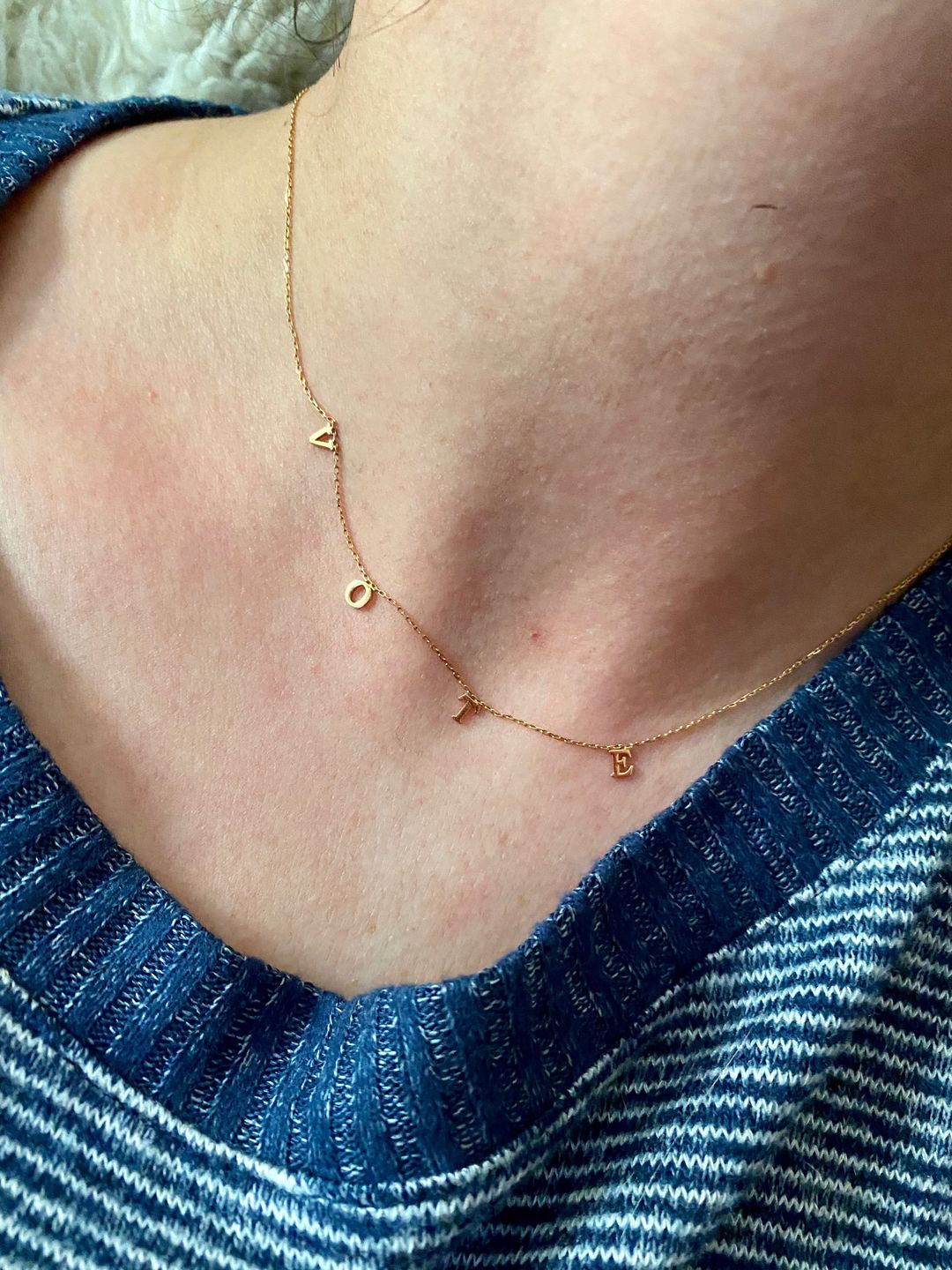 Customer photo review of Dainty Letter Name Necklace