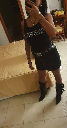 Customer photo review of Stivale Nero a Punta con Frange in Ecopelle e Camoscio