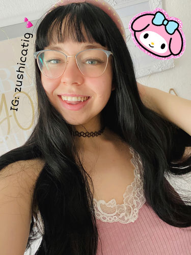 Customer photo review of Sylvia Black Air Bangs Wig YC40001