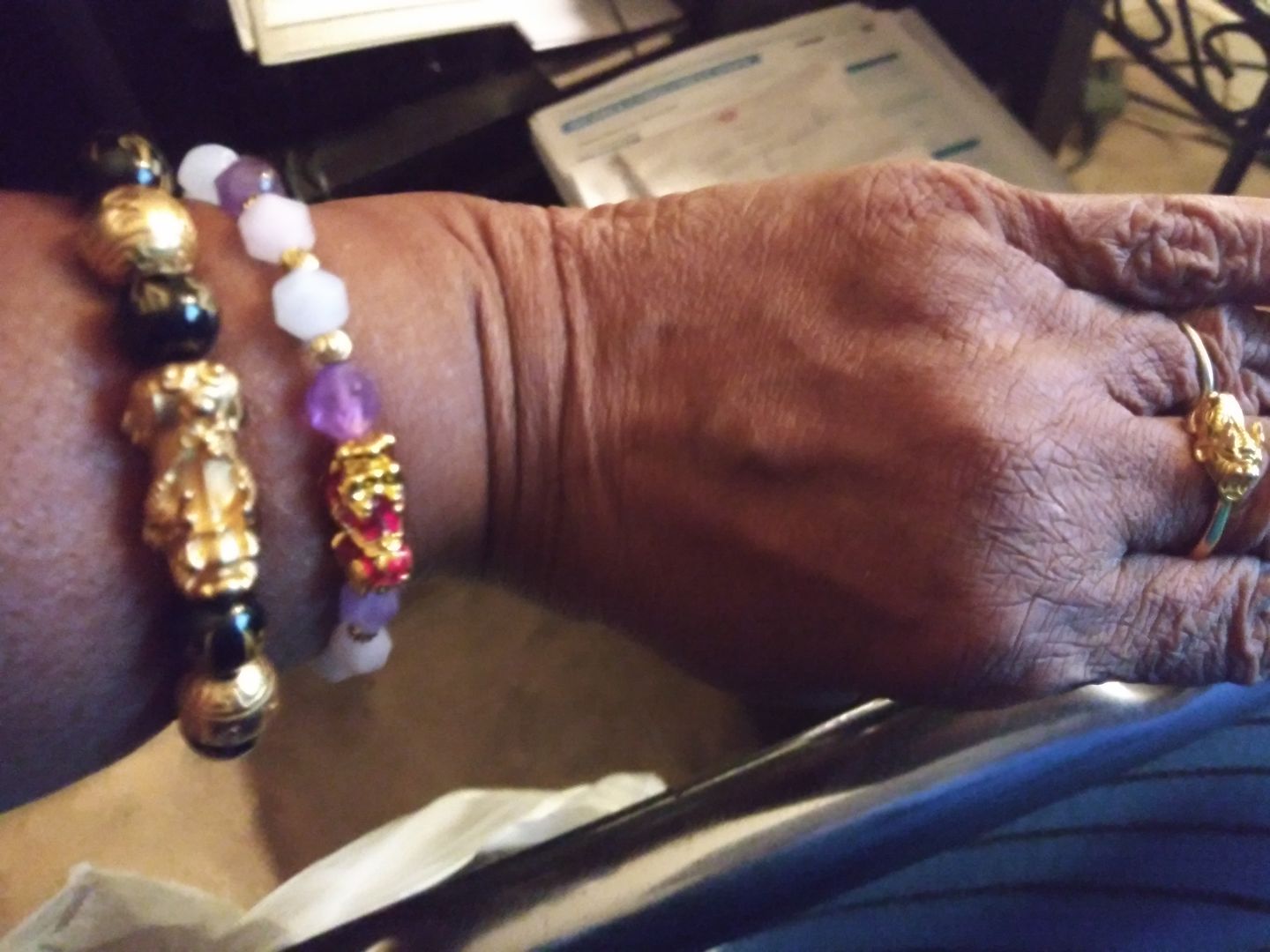 Customer photo review of Wealth Pixiu Charm in Natural Amethyst Bracelet