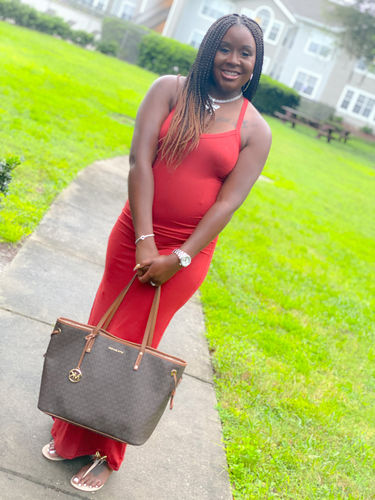 Customer photo review of Simmer Down Maxi Dress (Rust)