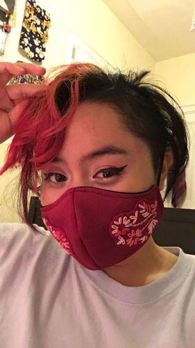 Customer photo review of PRE-ORDER Embroidered Face Mask