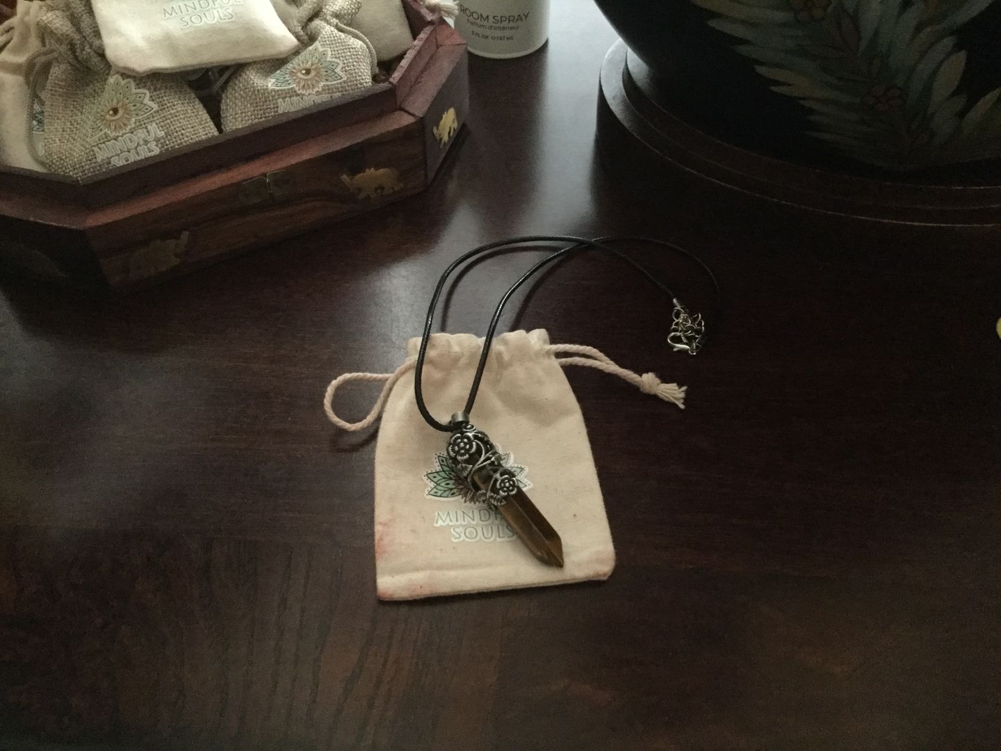 Customer photo review of Crystal Flower Hexagon Necklace