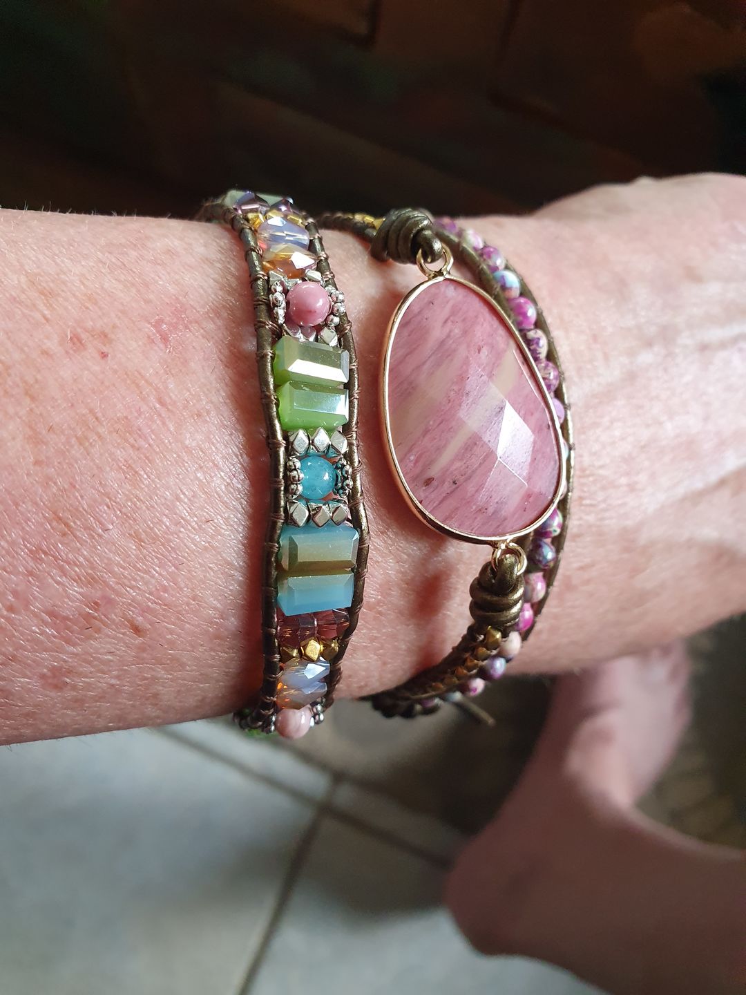 Customer photo review of Heilendes Rhodochrosit Wickelarmband | Boho | 100% Handgemacht