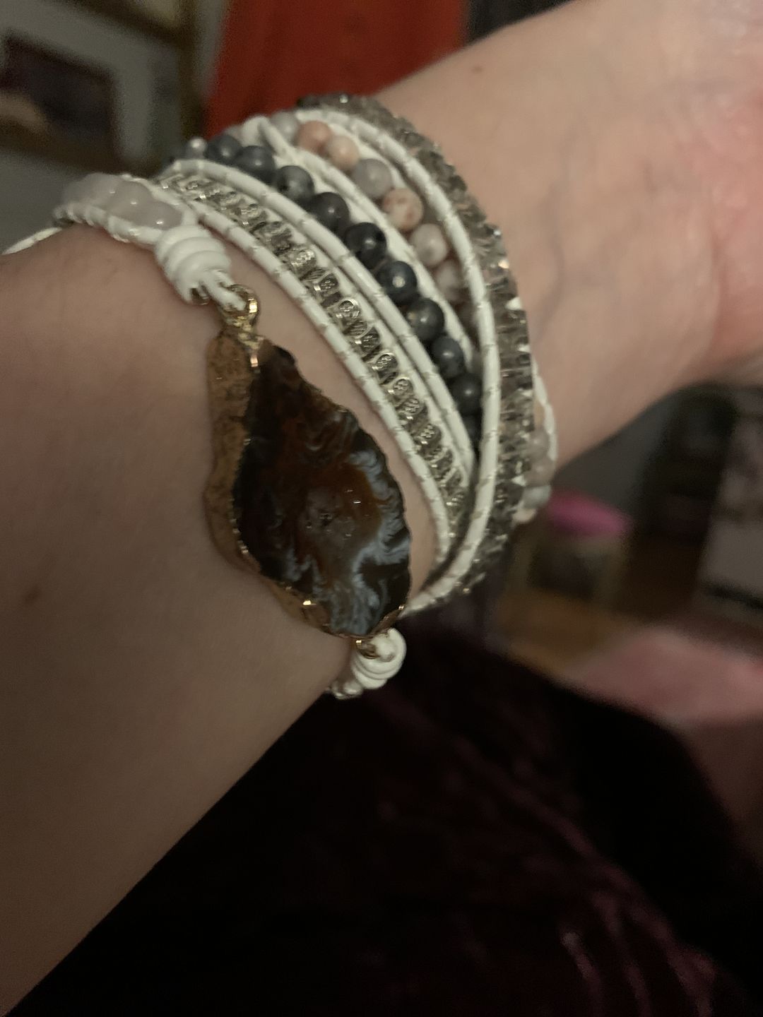Customer photo review of White Labradorite Wrap Bracelet