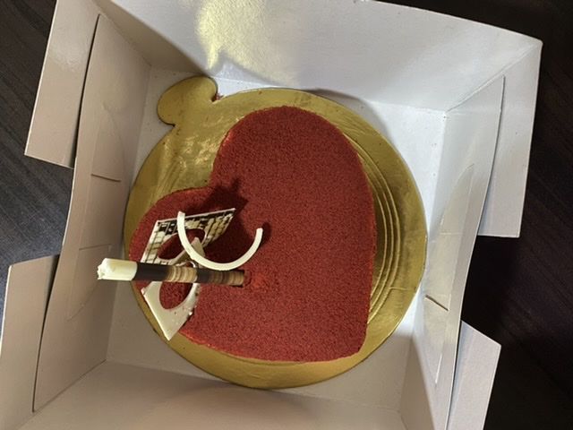Customer photo review of Heart Shaped Red Velvet Cake