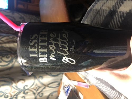 Customer photo review of VIP $15 Friday - 27oz Limited Edition GLITTER Laser Etched Tumbler