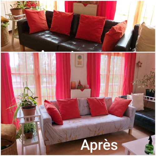 Customer photo review of Marbré Or - Housses Extensibles de Fauteuil et Canapé - La Maison des Housses