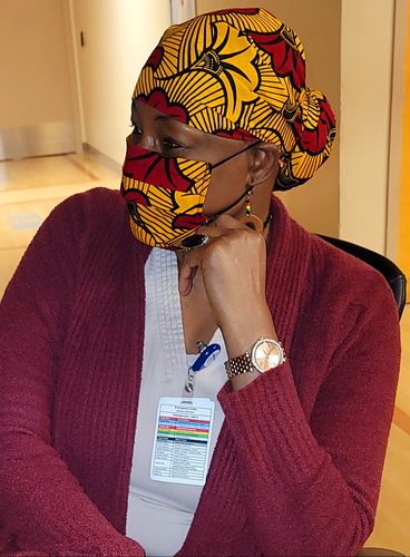 Customer photo review of ADULT FACE MASK AND MATCHING HEAD WRAP