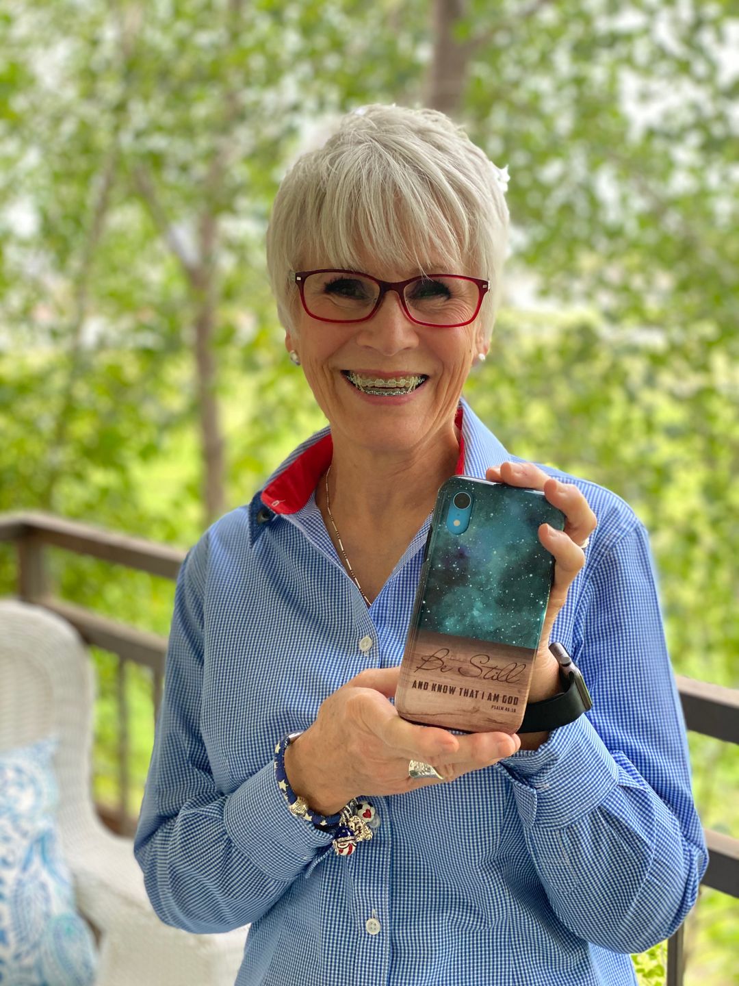 Customer photo review of Be still and know that I am God Psalm 46:10 Bible verse phone case