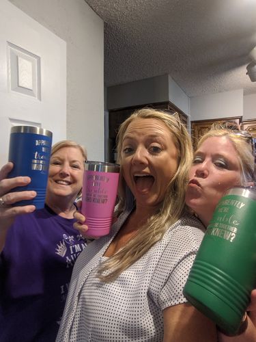 Customer photo review of Apparently Trouble When We're Together Laser Etched Tumbler