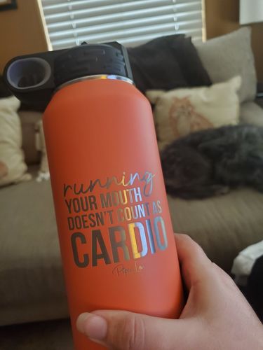 Customer photo review of $15 Friday - Running Your Mouth Doesn't Count As Cardio 32oz Water Bottle
