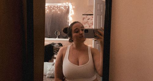 Customer photo review of Stay-In-Place Bra - White