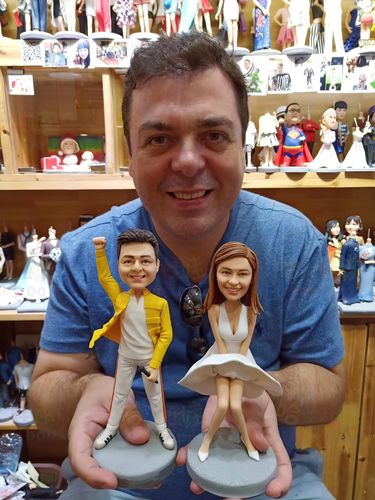 Customer photo review of Fully Customizable 2 person Custom Bobblehead