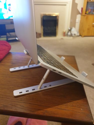 Customer photo review of Laptop Stand | Aluminium, Portable & Foldable