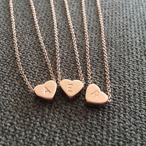Customer photo review of Dainty Flower Girl Initial Heart Necklace