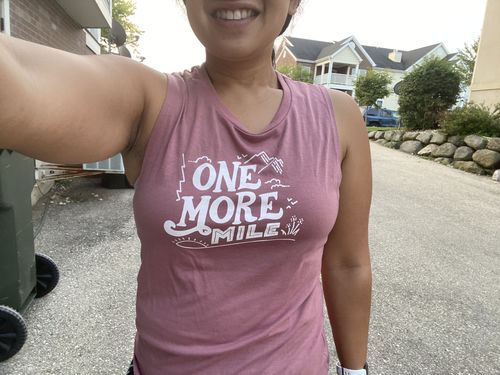 Customer photo review of One More Mile Ladies’ Muscle Tank