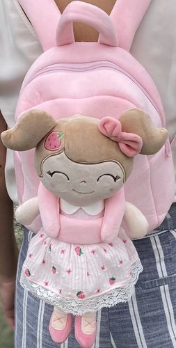Customer photo review of Personalized Leyadoll Doll Backpack (Strawberry) - 2 Skin Tones