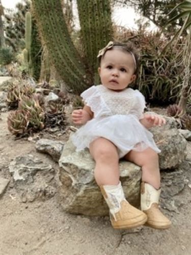 Customer photo review of Sophia lace romper