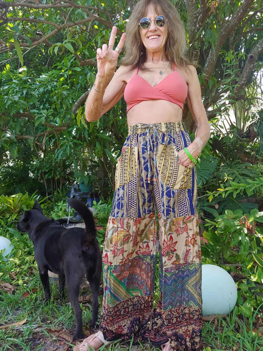 Customer photo review of Far Out Flare Patchwork Pants