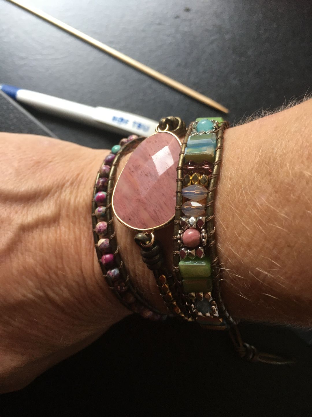 Customer photo review of Heilendes Rhodochrosit Wickelarmband | Boho | 100% Handgemacht