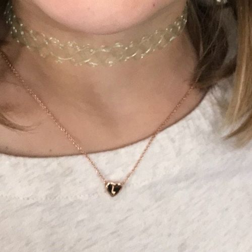 Customer photo review of Dainty Flower Girl Initial Heart Necklace