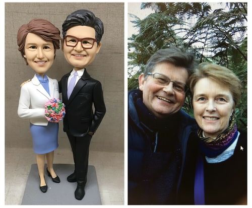 Customer photo review of Fully Customizable 2 person Custom Bobblehead