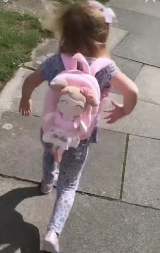 Customer photo review of Personalized Leyadoll Doll Backpack (Strawberry) - 2 Skin Tones