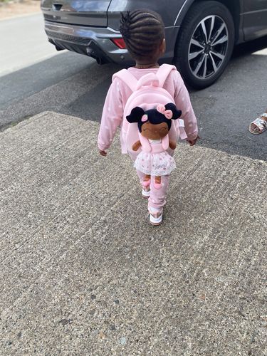 Customer photo review of Personalized Leyadoll Doll Backpack (Strawberry) - 2 Skin Tones