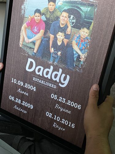 Customer photo review of Daddy Established Personalized Premium Canvas
