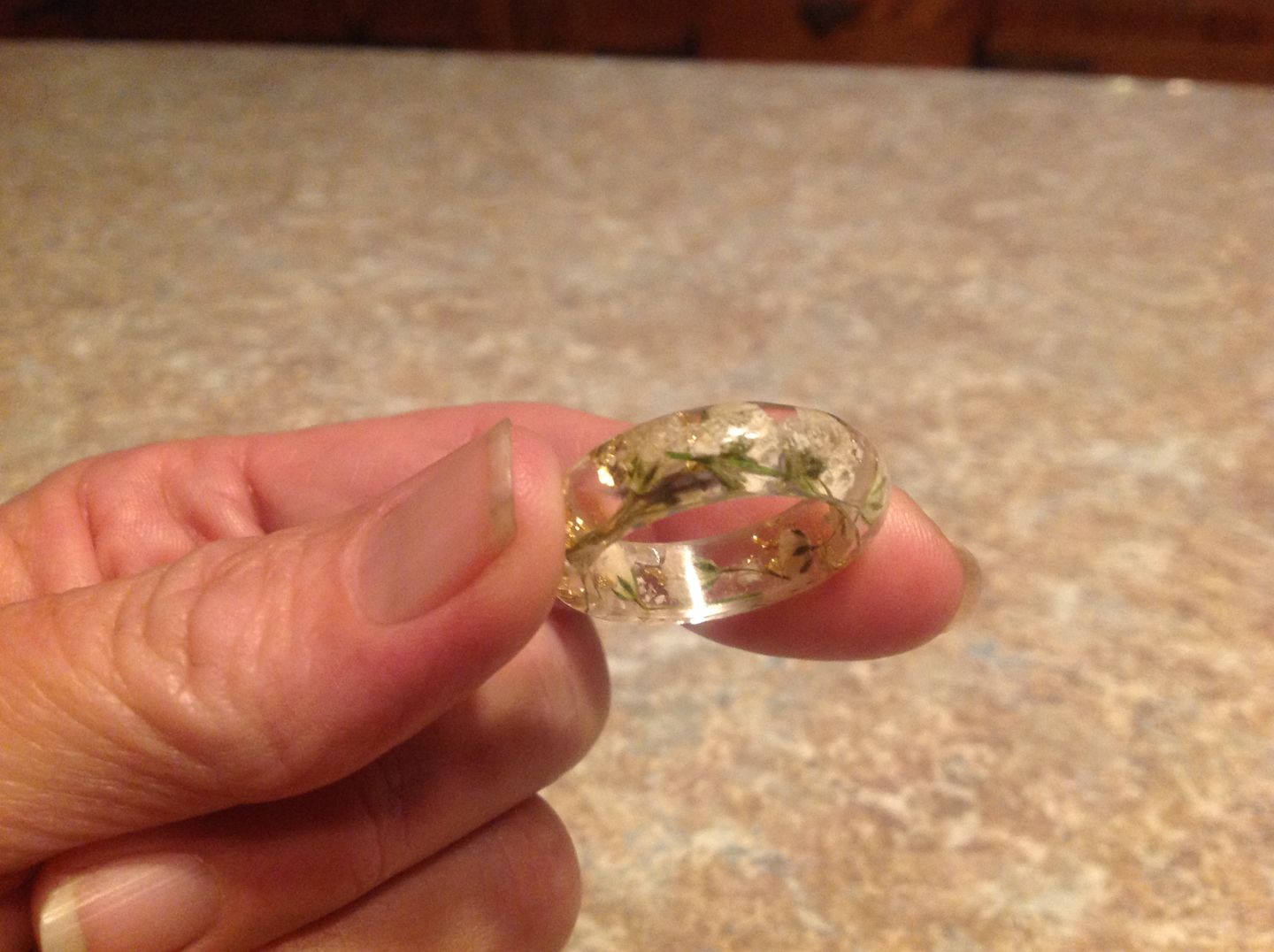 Customer photo review of Yellow Flower Ring with Cremains
