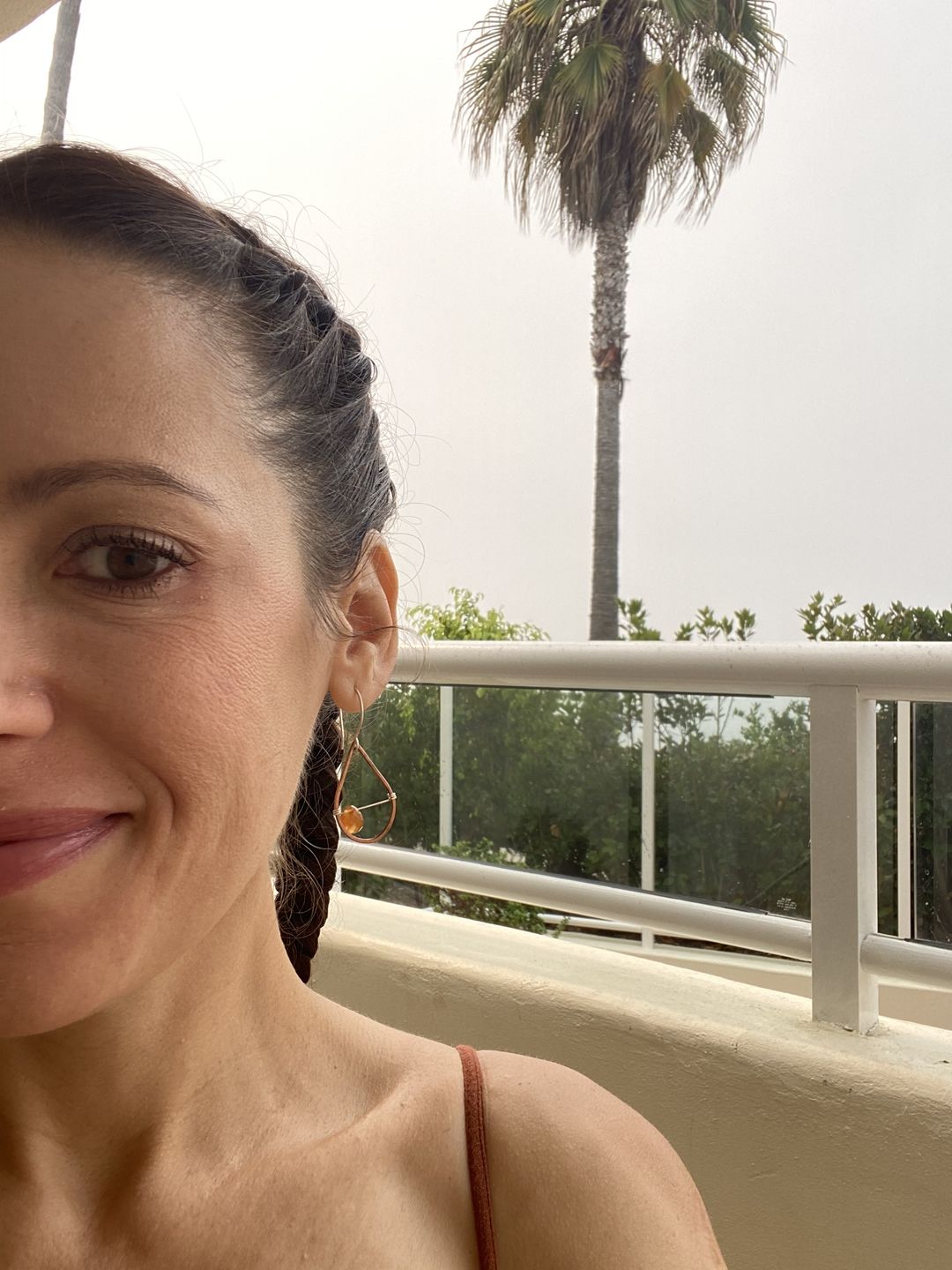 Customer photo review of Large Copper Whimsy drops earrings [made to order]