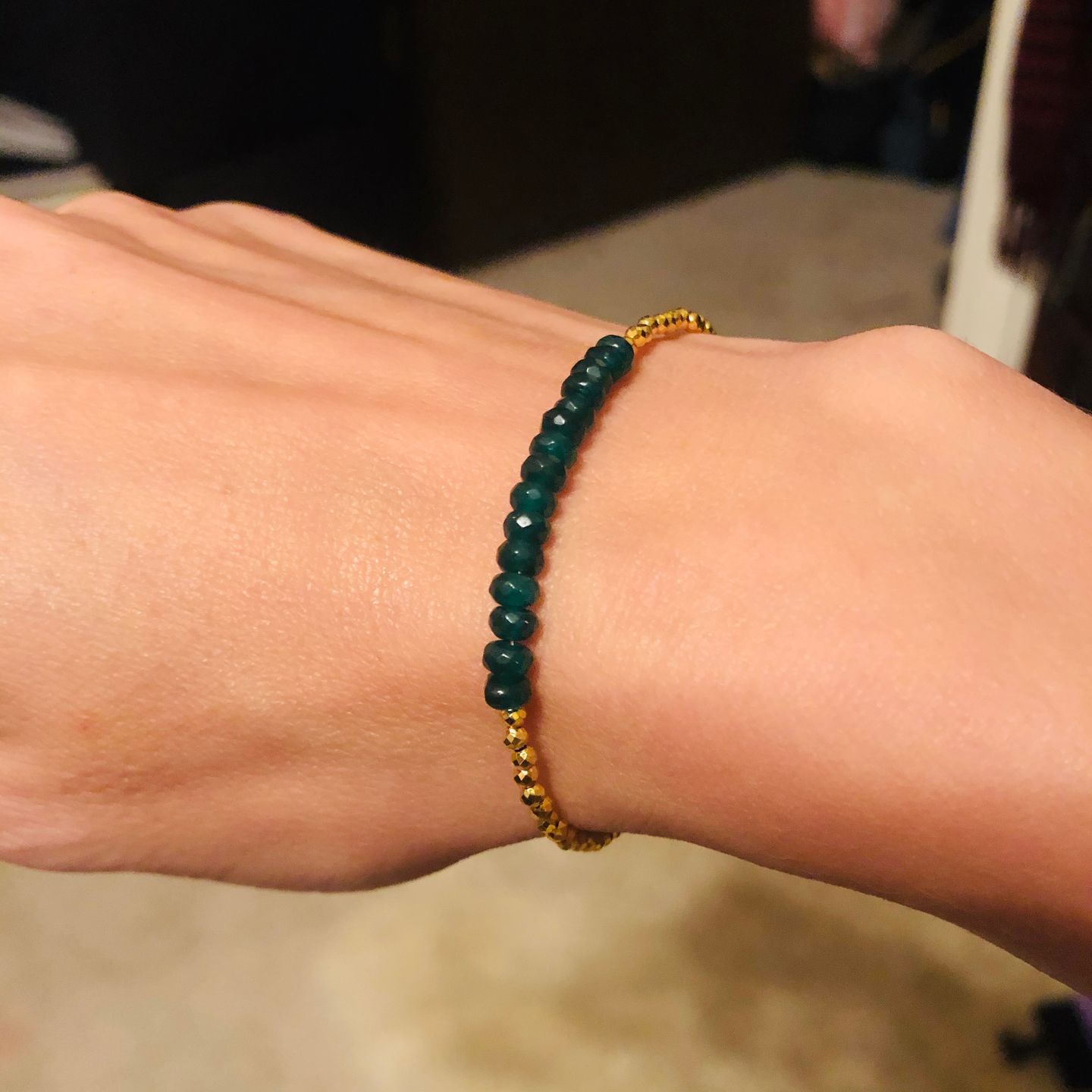 Customer photo review of Green Jade Adjustable Stacking Bracelet