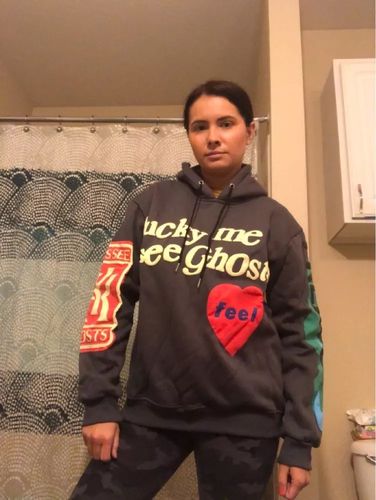 Customer photo review of "Lucky Me I See Ghosts" Hoodie