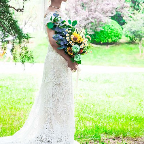 Customer photo review of Rustic Lace Wedding Dresses Sheath Beach Boho Wedding Dress Viniodress VW1057