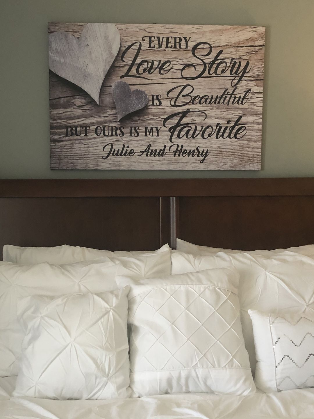 Customer photo review of Personalized "Our Love Story" Premium Canvas