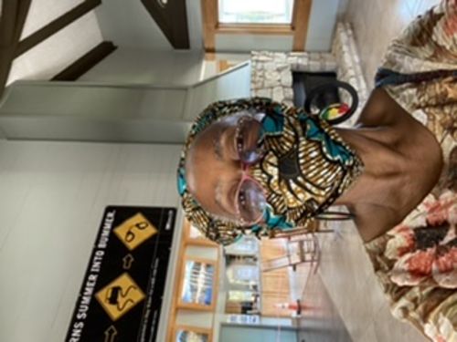 Customer photo review of ADULT FACE MASK WITH MATCHING HEAD WRAP