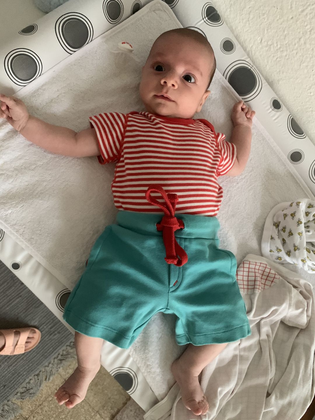 Customer photo review of Peacock Blue Beach Shorts