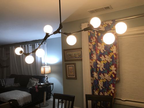 Customer photo review of Mid Century Glass Globe Branch Chandelier