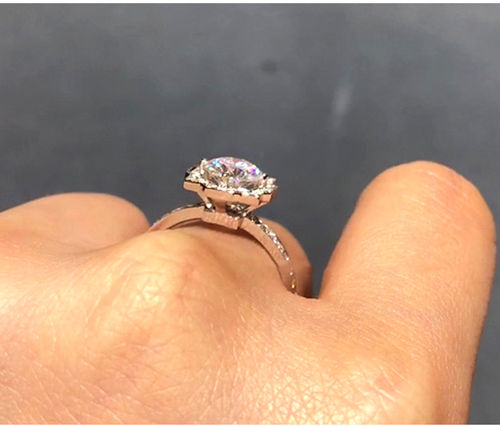 Customer photo review of Heart Arrows Cut Moissanite Sterling Silver Ring