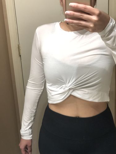 Customer photo review of Long-Sleeve Twisted Top - White