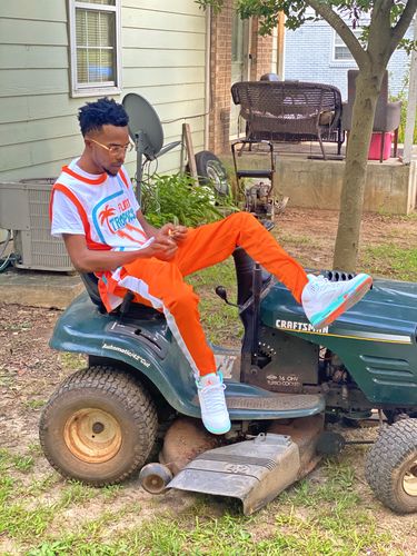 Customer photo review of Outside Solid One Stripe Track Pants Orange - White (100-402)