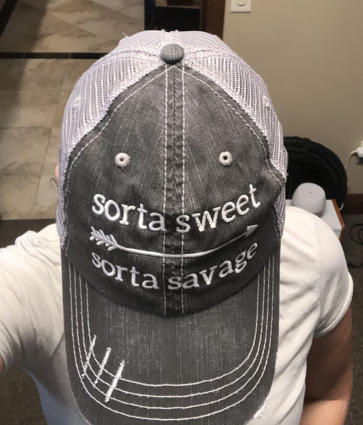 Customer photo review of Sorta Sweet Sorta Savage Trucker Hat