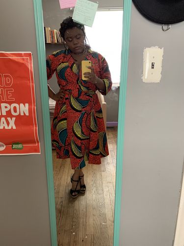 Customer photo review of African Ankara Beeha Wrap Dress