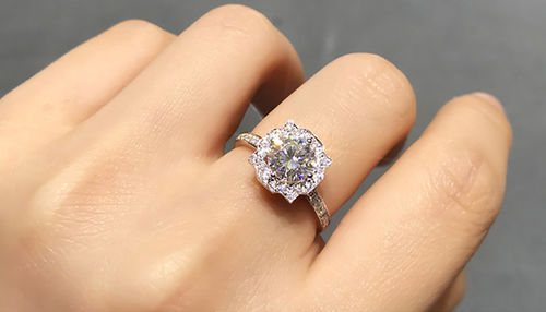 Customer photo review of Heart Arrows Cut Moissanite Sterling Silver Ring