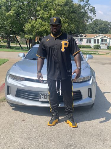Customer photo review of Premium Side Stripe Zip Pocket Track Pants (Black - Yellow)