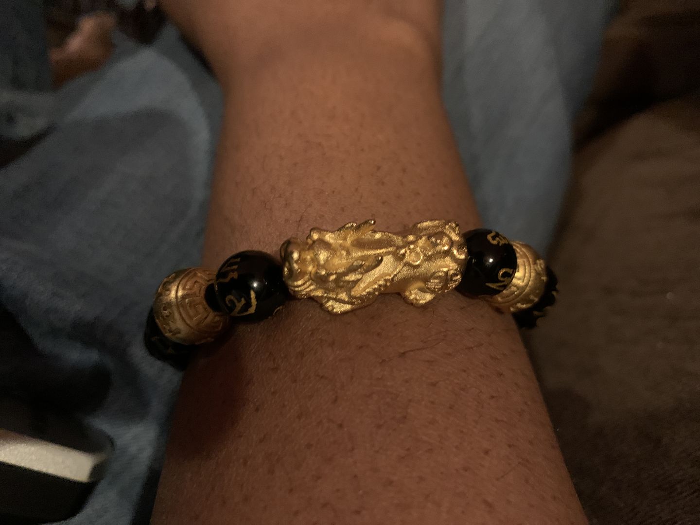 Customer photo review of 6 Words Pixiu Wealth Mantra Obsidian Bracelet